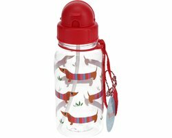 Rex London waterfles met rietje 500ml - Teckel